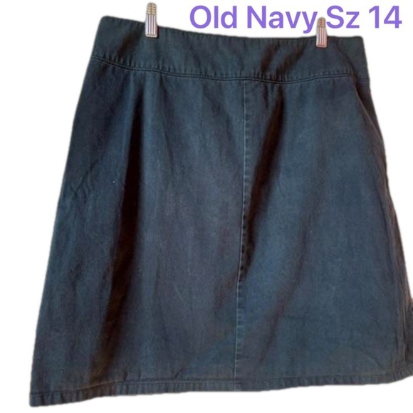 Old Navy Cotton Twill Straight Skirt Wide Waistband Back Covered Zipper Sz 14 - Picture 1 of 5